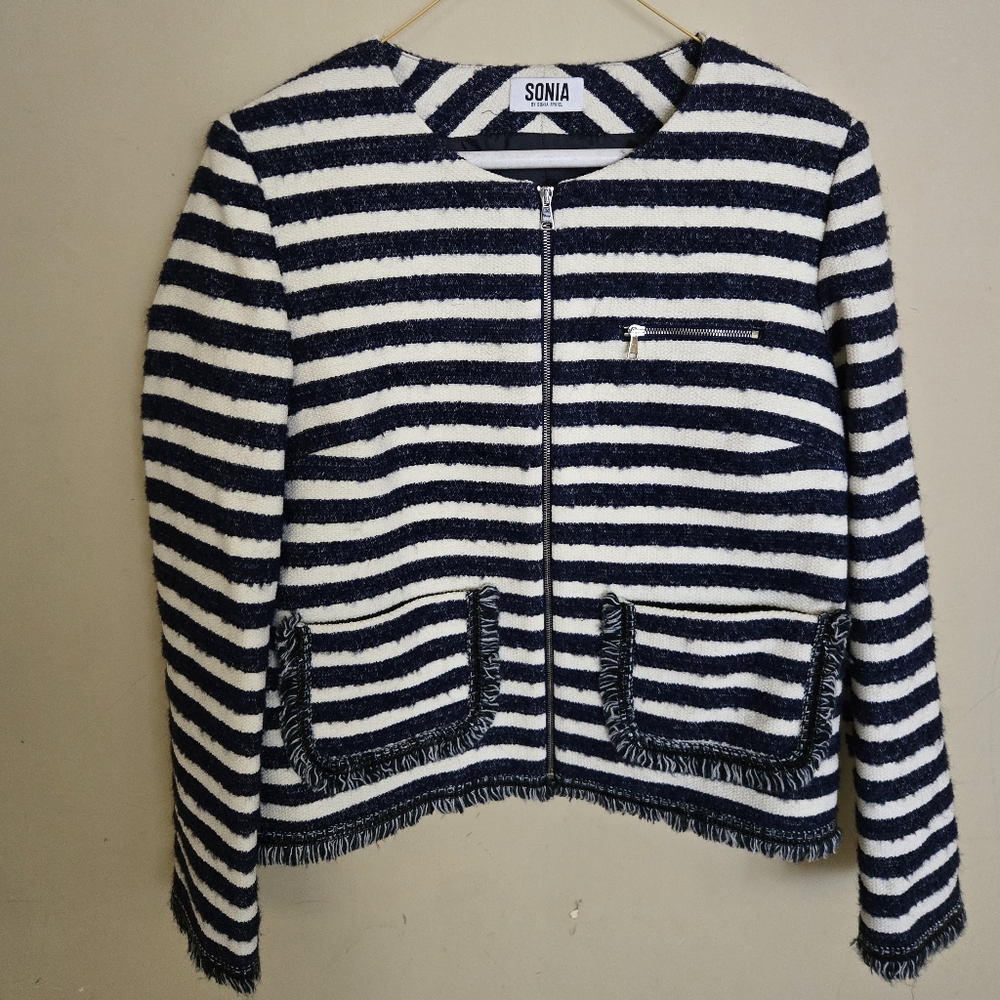 Sonia Rykiel Nautical Blue and White Striped Suit Jacket